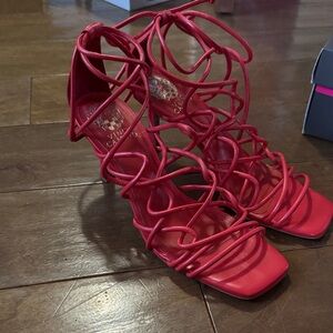 Vince Camuto Vibrant Red Lace-Up Heels